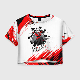 Женская футболка Crop-top 3D с принтом Kakegurui Ририка Момобами (Z) в Ухте, 100% полиэстер | круглая горловина, длина футболки до линии талии, рукава с отворотами | anime | gangan joker | kakegurui | kakegurui twin | manga | аниме | безумный азарт | какэгуруи | кирари момобами | манга | мидари икишима | руна йомозуки | юмэко джабами