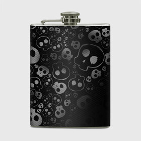 Фляга с принтом ART SKULL в Ухте, металлический корпус | емкость 0,22 л, размер 125 х 94 мм. Виниловая наклейка запечатывается полностью | black | skull | череп | черепа | черепки