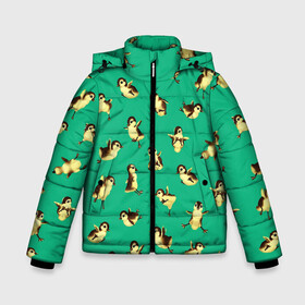 Зимняя куртка для мальчиков 3D с принтом Цыплята в Ухте, ткань верха — 100% полиэстер; подклад — 100% полиэстер, утеплитель — 100% полиэстер | длина ниже бедра, удлиненная спинка, воротник стойка и отстегивающийся капюшон. Есть боковые карманы с листочкой на кнопках, утяжки по низу изделия и внутренний карман на молнии. 

Предусмотрены светоотражающий принт на спинке, радужный светоотражающий элемент на пуллере молнии и на резинке для утяжки | воробьи | гуси | гусь | птенец | птицы | цыпа | цыплёнок | цыплята