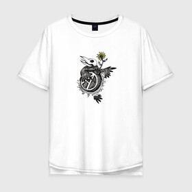 Мужская футболка хлопок Oversize с принтом The Anarchy Bomb в Ухте, 100% хлопок | свободный крой, круглый ворот, “спинка” длиннее передней части | Тематика изображения на принте: анархия | бомба | знак | птица | цветок | череп
