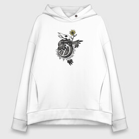 Женское худи Oversize хлопок с принтом The Anarchy Bomb в Ухте, френч-терри — 70% хлопок, 30% полиэстер. Мягкий теплый начес внутри —100% хлопок | боковые карманы, эластичные манжеты и нижняя кромка, капюшон на магнитной кнопке | Тематика изображения на принте: анархия | бомба | знак | птица | цветок | череп