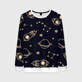 Женский свитшот 3D с принтом космос в Ухте, 100% полиэстер с мягким внутренним слоем | круглый вырез горловины, мягкая резинка на манжетах и поясе, свободная посадка по фигуре | вселенная | звёздный путь | звёзды | космос | небо ночью | планеты | полёт | ракета | созвездие