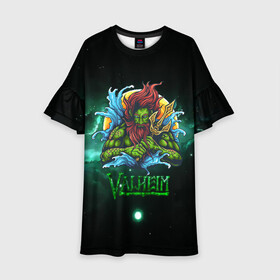 Детское платье 3D с принтом Valheim повелитель морей в Ухте, 100% полиэстер | прямой силуэт, чуть расширенный к низу. Круглая горловина, на рукавах — воланы | fantasy | mmo | valheim | valve | валхейм | вальхейм | викинги | выживалка | игра | королевская битва | ммо | ролевая игра | фэнтази