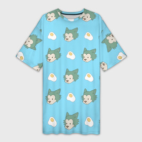 Платье-футболка 3D с принтом Legosi pattern в Ухте,  |  | Тематика изображения на принте: anime | beastars | аниме | анимэ | биастарс | бистар | большой серый волк | легоси | хару