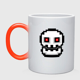 Кружка хамелеон с принтом Skull | Geometry Dash в Ухте, керамика | меняет цвет при нагревании, емкость 330 мл | 2d | dash | demon | demons | devil | game | games | geometry | pixel | pixels | skull | геометрия | демон | дьявол | игра | пикслели | платформер | череп