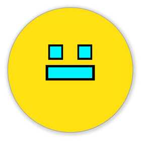 Коврик для мышки круглый с принтом Geometry Dash Smile в Ухте, резина и полиэстер | круглая форма, изображение наносится на всю лицевую часть | 2d | dash | demon | demons | devil | game | games | geometry | pixel | pixels | skull | smile | геометрия | демон | дьявол | игра | пикслели | платформер | смайл | смайлик | улыбка | череп