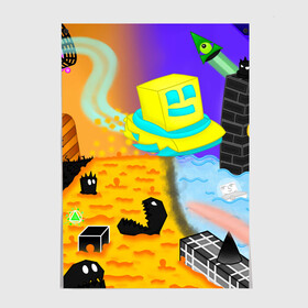 Постер Geometry Dash | RobTop (Z): в Ухте, 100% бумага
 | бумага, плотность 150 мг. Матовая, но за счет высокого коэффициента гладкости имеет небольшой блеск и дает на свету блики, но в отличии от глянцевой бумаги не покрыта лаком | 2d | arcade | game | geometry dash | meltdown | robtop | аркада | геометрический тире | раннер