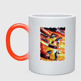 Кружка хамелеон с принтом Judas Priest Хеви Метал в Ухте, керамика | меняет цвет при нагревании, емкость 330 мл | Тематика изображения на принте: judas priest | гленн типтон | йен хилл | роб хэлфорд | скотт трэвис | хард рок | хеви метал