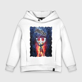 Детское худи Oversize хлопок с принтом JUDAS PRIEST РОК ГРУППА в Ухте, френч-терри — 70% хлопок, 30% полиэстер. Мягкий теплый начес внутри —100% хлопок | боковые карманы, эластичные манжеты и нижняя кромка, капюшон на магнитной кнопке | judas priest | гленн типтон | йен хилл | роб хэлфорд | скотт трэвис | хард рок | хеви метал