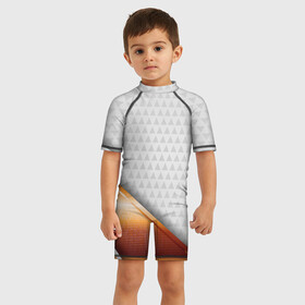 Детский купальный костюм 3D 3D WHITE  GOLD ABSTRACT: в Ухте, Полиэстер 85%, Спандекс 15% | застежка на молнии на спине | 3d | 3д | luxury | versace | vip | абстракция | блеск | блестки | версаче | вип | паттерн | роскошь | соты | текстуры