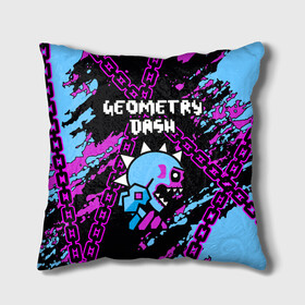 Подушка 3D с принтом Geometry Dash в Ухте, наволочка – 100% полиэстер, наполнитель – холлофайбер (легкий наполнитель, не вызывает аллергию). | состоит из подушки и наволочки. Наволочка на молнии, легко снимается для стирки | 2d | android | computer game | geometry dash | андроид | геометрия даш | игра | компьютерная