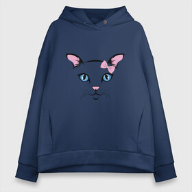 Женское худи Oversize хлопок с принтом Милая кошечка в Ухте, френч-терри — 70% хлопок, 30% полиэстер. Мягкий теплый начес внутри —100% хлопок | боковые карманы, эластичные манжеты и нижняя кромка, капюшон на магнитной кнопке | animal | cat | cute | kitty | meow | друг | животные | киска | китти | кот | котенок | котик | котэ | кошечка | кошка | милый | мур | мяу | питомец | тигр