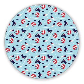 Коврик для мышки круглый Hockey Pattern: в Ухте, резина и полиэстер | круглая форма, изображение наносится на всю лицевую часть | hockey | hockey pattern | nhl | pattern | клюшка | лед | нхл | хоккеист | хоккеисты | хоккей