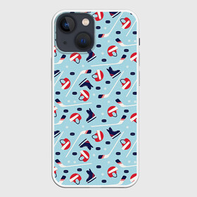 Чехол для iPhone 13 mini с принтом Hockey Pattern в Ухте,  |  | hockey | hockey pattern | nhl | pattern | клюшка | лед | нхл | хоккеист | хоккеисты | хоккей