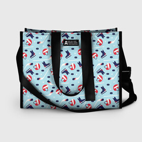Сумка-шоппер 3D Hockey Pattern: в Ухте, 100% полиэстер | застегивается на металлическую кнопку; внутренний карман застегивается на молнию. Стенки укреплены специальным мягким материалом, чтобы защитить содержимое от несильных ударов
 | hockey | hockey pattern | nhl | pattern | клюшка | лед | нхл | хоккеист | хоккеисты | хоккей