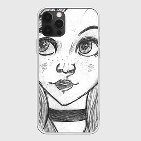 Чехол для iPhone 12 Pro с принтом девушка ч/б с чокером в Ухте, силикон | область печати: задняя сторона чехла, без боковых панелей | art | color | creator | digital | illustration | illustrator | marker | meow | monster | paint | watercolor | woman | акварель | арт | девушка | диджитал | иллюстрация | карандаш | краски | маркеры | монстр | няша | няшный | поп | рисунок | создание | тво