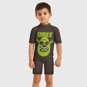 Детский купальный костюм 3D с принтом Shrek. True Ogre в Ухте, Полиэстер 85%, Спандекс 15% | застежка на молнии на спине | charming | donkey | fiona | forever | gonna | is | me | once | pinocchio | roll | shrek | somebody | the | told | world | артур | в | гарольд | дракон | кот | лорд | мерлин | навсегда | огр | осел | пиноккио | пряник | сапогах | фаркуад | фиона