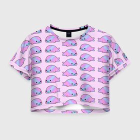 Женская футболка Crop-top 3D с принтом Нерпы в Ухте, 100% полиэстер | круглая горловина, длина футболки до линии талии, рукава с отворотами | baikal | irkutsk | байкал | иркутск | нерпа | нерпочки | тюлени | тюлень