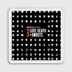 Магнит 55*55 с принтом LOVE DEATH + ROBOTS $$$ в Ухте, Пластик | Размер: 65*65 мм; Размер печати: 55*55 мм | love death + robots | love death + robots print | netflix | robots | tv series | лого love death + robots | любовь | надпись love death + robots | принт love death + robots | роботы | сериал