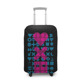 Чехол для чемодана 3D с принтом Любовь. Смерть. Роботы в Ухте, 86% полиэфир, 14% спандекс | двустороннее нанесение принта, прорези для ручек и колес | death | heart | ldr | logo | love | netflix | robots | smile | анимация | кино | лого | лср | любовь | нетфликс | роботы | сердце | сериал | смайл | смайлик
