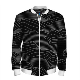 Мужской бомбер 3D с принтом ЛИНИИ И НИЧЕГО БОЛЬШЕ в Ухте, 100% полиэстер | застегивается на молнию, по бокам два кармана без застежек, по низу бомбера и на воротнике - эластичная резинка | lines | texture | абстракция. | горы | линии | полосы | сюрреализм | текстура | черно белое