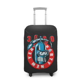 Чехол для чемодана 3D с принтом Party 3000 в Ухте, 86% полиэфир, 14% спандекс | двустороннее нанесение принта, прорези для ручек и колес | bender | futurama | planet express | бендер | мульт | мультфильм | планетный экспресс | туранга лила | филипп джэй фрай | футурама