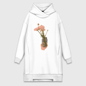 Платье-худи хлопок с принтом Лютики в банке в рамке в Ухте,  |  | банка | лютики | розовый | рука | цветы