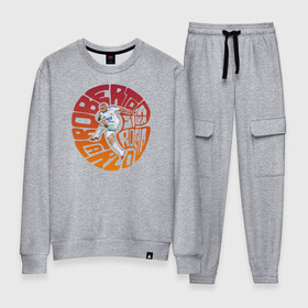 Женский костюм хлопок с принтом Roberto Carlos в Ухте, 100% хлопок | на свитшоте круглая горловина, мягкая резинка по низу. Брюки заужены к низу, на них два вида карманов: два 