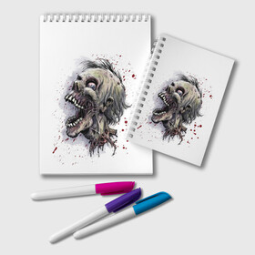 Блокнот с принтом Зомби-Бу в Ухте, 100% бумага | 48 листов, плотность листов — 60 г/м2, плотность картонной обложки — 250 г/м2. Листы скреплены удобной пружинной спиралью. Цвет линий — светло-серый
 | Тематика изображения на принте: безумный зомби | бешенный зомби | зомби | кровавый зомби | кровь