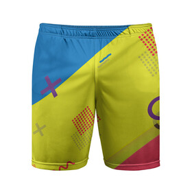 Мужские шорты спортивные яркий стиль для лета: в Ухте,  |  | жёлтый | красный | летний | мемфис | синий | стиль | фигуры | яркий