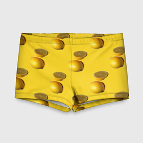 Детские купальные плавки 3D Летние лимоны: в Ухте, Полиэстер 85%, Спандекс 15% | Слитный крой, подклад по переду изделия, узкие бретели | желтый | лето | лимон | паттерн | сочный | цитрус