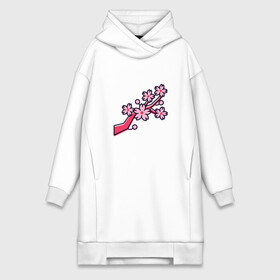Платье-худи хлопок с принтом Ветка сакуры в Ухте,  |  | весна | любовь | праздник | цветение | цветы | япония
