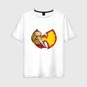 Женская футболка хлопок Oversize с принтом Wu-Tang Sword в Ухте, 100% хлопок | свободный крой, круглый ворот, спущенный рукав, длина до линии бедер
 | black | hiphop | method man | music | new york | nyc | odb | old school | rap | rza | wu tang clan | wutang | ву тэнг | граффити | микрофон | музыка | нью йорк | рэп | рэпер | хипхоп