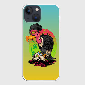 Чехол для iPhone 13 mini с принтом птица падальщик гриф меломан в Ухте,  |  | гриф | меломан | музыкант | падальщик | птица | череп