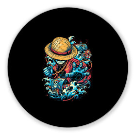 Коврик для мышки круглый с принтом One Piece Retro Style в Ухте, резина и полиэстер | круглая форма, изображение наносится на всю лицевую часть | Тематика изображения на принте: d | one | piece | белоус | боа | брук | ван | гарп | гоинг | д | дозор | зоро | кид | ло | луффи | мерри | михоук | монки | нами | пис | робин | ророноа | сабо | санджи | санни | саузенд | соломенная | тич | трафальгар