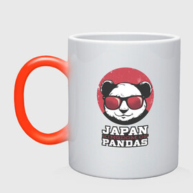 Кружка хамелеон с принтом Japan Kingdom of Pandas в Ухте, керамика | меняет цвет при нагревании, емкость 330 мл | art | japanese | panda | retro look | style | vintage look | арт | винтаж | винтажный стиль | кингдом | королевство | королевство панд | крутая панда в очках | панда | пандочка | ретро стиль | рисунок панды | япония | 