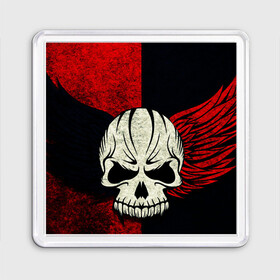 Магнит 55*55 Крылатый череп 3D: в Ухте, Пластик | Размер: 65*65 мм; Размер печати: 55*55 мм | абстракция | илюстрация | искуство | кости | крылья | культура | минимализм | текстура | череп