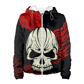 Женская куртка 3D Крылатый череп 3D: в Ухте, ткань верха — 100% полиэстер, подклад — флис | прямой крой, подол и капюшон оформлены резинкой с фиксаторами, два кармана без застежек по бокам, один большой потайной карман на груди. Карман на груди застегивается на липучку | абстракция | илюстрация | искуство | кости | крылья | культура | минимализм | текстура | череп