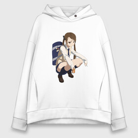 Женское худи Oversize хлопок Аниме школьница гопник: в Ухте, френч-терри — 70% хлопок, 30% полиэстер. Мягкий теплый начес внутри —100% хлопок | боковые карманы, эластичные манжеты и нижняя кромка, капюшон на магнитной кнопке | anime | sempai | грибы | девочка | злая | мем | семпай | сенпай | сидит | сок | хвостики