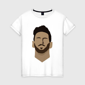 Женская футболка хлопок Messi Face: в Ухте, 100% хлопок | прямой крой, круглый вырез горловины, длина до линии бедер, слегка спущенное плечо | argentina | barca | barcelona | football | lionel | messi | spain | sport | аргентина | барса | барселона | гол | золотой мяч | игрок | испания | камп ноу | лионель | месси | мяч | спорт | тренер | футбол | чемпион | чемпионат