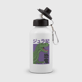 Бутылка спортивная с принтом T-REX TOKYO JAPAN в Ухте, металл | емкость — 500 мл, в комплекте две пластиковые крышки и карабин для крепления | dino | rex | roar | t rex | дино | динозавр | динозавры