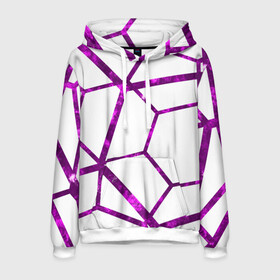 Мужская толстовка 3D с принтом Hexagon в Ухте, 100% полиэстер | двухслойный капюшон со шнурком для регулировки, мягкие манжеты на рукавах и по низу толстовки, спереди карман-кенгуру с мягким внутренним слоем. | Тематика изображения на принте: hexagon | lines | purple | violet | линии | фиолетовый многоугольник | шестиугольник