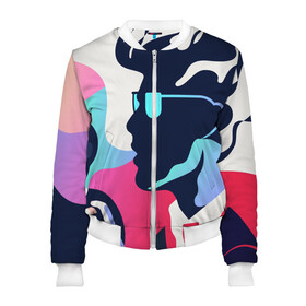 Женский бомбер 3D Персонаж: в Ухте, 100% полиэстер | застегивается на молнию, по бокам два кармана без застежек, мягкие манжеты, по низу бомбера и на воротнике — эластичная резинка | абстракция | курящий | лицо | персонаж | профиль | человек