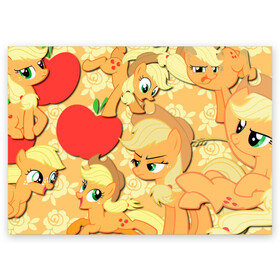 Поздравительная открытка с принтом Applejack pattern в Ухте, 100% бумага | плотность бумаги 280 г/м2, матовая, на обратной стороне линовка и место для марки
 | Тематика изображения на принте: my little pony | дружба это чудо | единорог | единороги | май литл пони | мульт | мультфильм