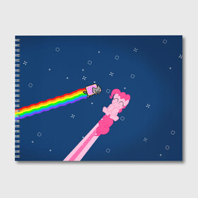 Альбом для рисования с принтом Nyan cat x Pony в Ухте, 100% бумага
 | матовая бумага, плотность 200 мг. | my little pony | nyan cat | дружба это чудо | единорог | единороги | май литл пони | мульт | мультфильм | нян кэт