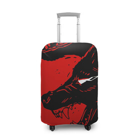 Чехол для чемодана 3D с принтом Красный волк 3D в Ухте, 86% полиэфир, 14% спандекс | двустороннее нанесение принта, прорези для ручек и колес | абстракция | волк | злой | зубы | илюстрация | искуство | культура | минимализм | оскал | текстура | ярость
