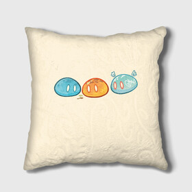 Подушка 3D с принтом Genshin impact Slime trio №1 в Ухте, наволочка – 100% полиэстер, наполнитель – холлофайбер (легкий наполнитель, не вызывает аллергию). | состоит из подушки и наволочки. Наволочка на молнии, легко снимается для стирки | Тематика изображения на принте: colorful | cute | genshin impact | slime | геншин | геншин импакт | милота