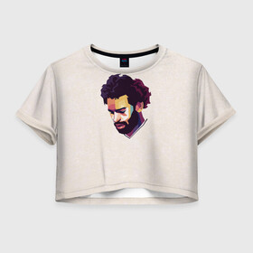 Женская футболка Crop-top 3D с принтом Мохаммед Салах. Поп арт в Ухте, 100% полиэстер | круглая горловина, длина футболки до линии талии, рукава с отворотами | art | basel | champion | chelsea | football | form | liverpool | mohamed | mokawloon | player | pop | roma | salah | soccer | uniform | базель | легенда | ливерпуль | мокавлун | мохаммед | рома | салах | форма | футбол | футбола | футболист 