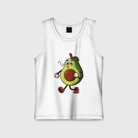 Детская майка хлопок с принтом Авокадо поет в Ухте,  |  | avocado | cute | fruit | авокадо | милый | музыка | фрукт