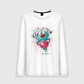 Мужской лонгслив хлопок с принтом Monster love в Ухте, 100% хлопок |  | cute | heart | love | monster | любовь | милый | монстр | сердечко | сердце